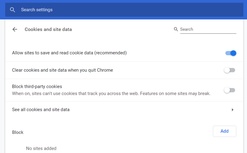 allow cookies on mac for google chrome